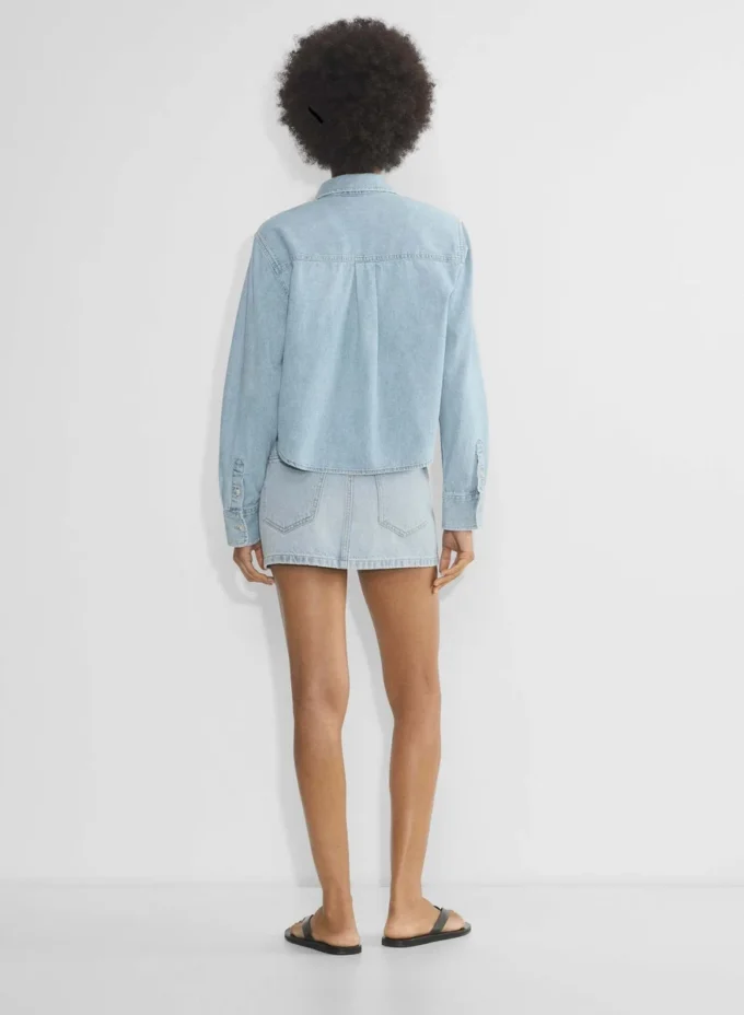 Denim Forum La chemise en denim à taille confortable des années 80