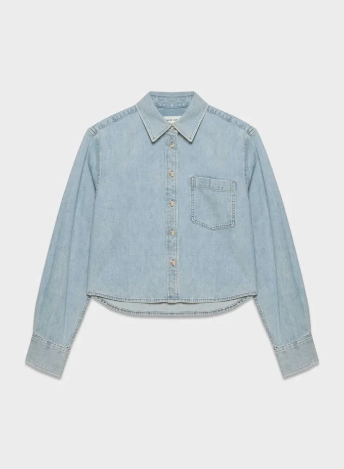 Denim Forum La chemise en denim à taille confortable des années 80