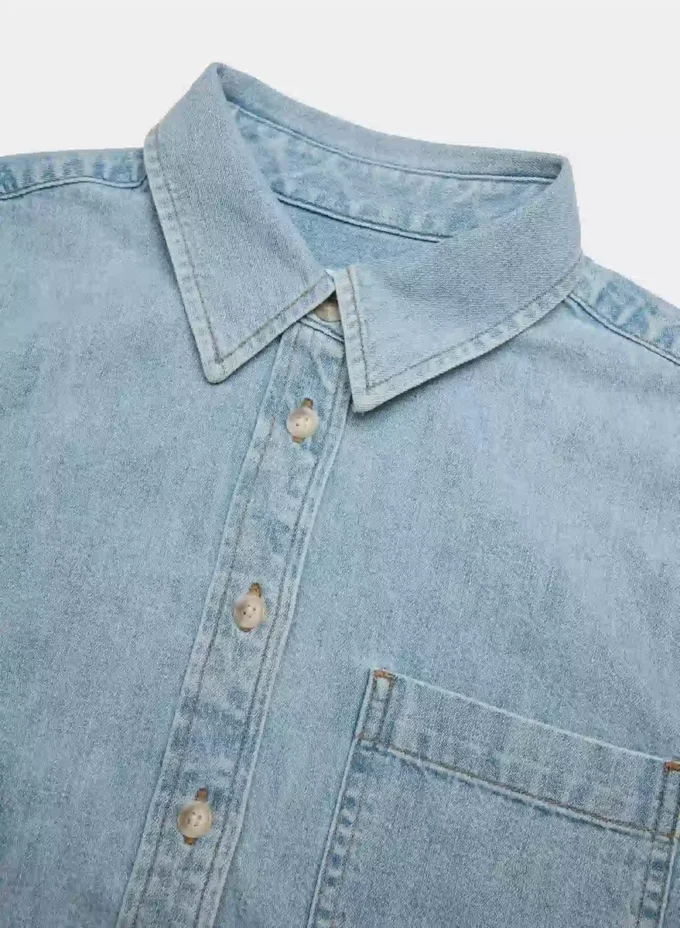 Denim Forum La chemise en denim à taille confortable des années 80