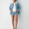 Denim Forum Short en jean vintage coupé des années 90
