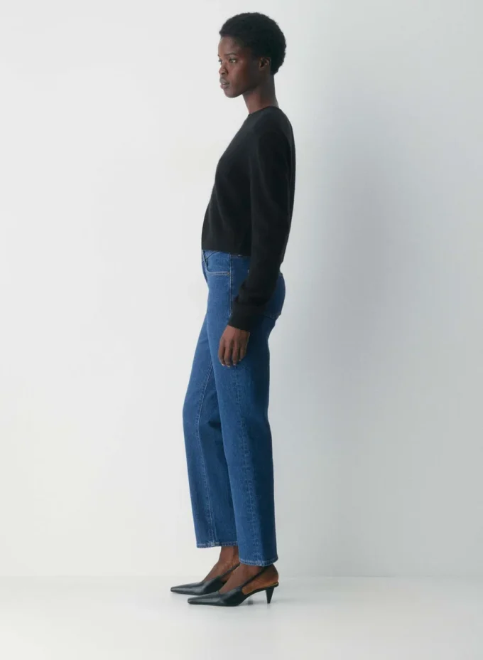 Denim Forum Uma Jean droit taille haute à coupe ajustée