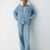 Denim Forum Veste en denim sherpa vintage des années 90