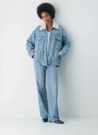 Denim Forum Veste en denim sherpa vintage des années 90