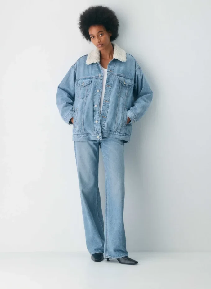 Denim Forum Veste en denim sherpa vintage des années 90