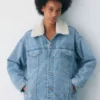 Denim Forum Veste en denim sherpa vintage des années 90