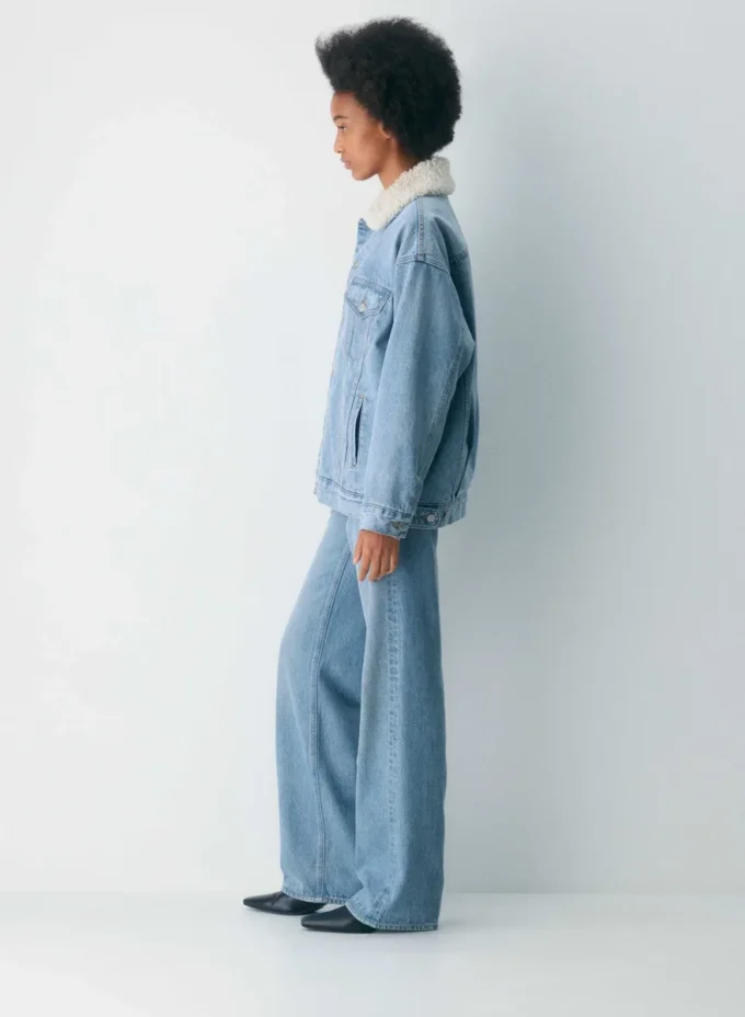 Denim Forum Veste en denim sherpa vintage des années 90