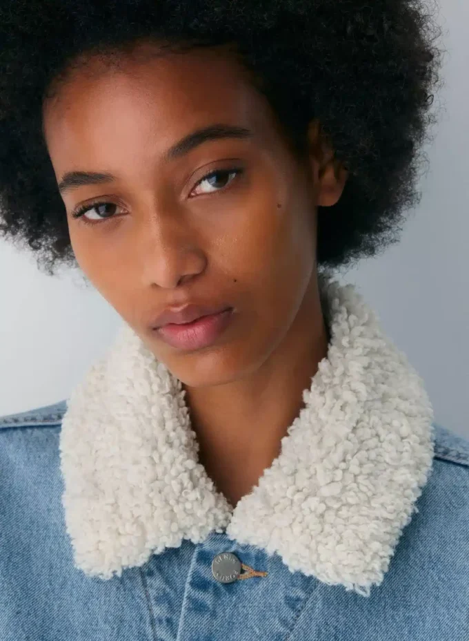 Denim Forum Veste en denim sherpa vintage des années 90