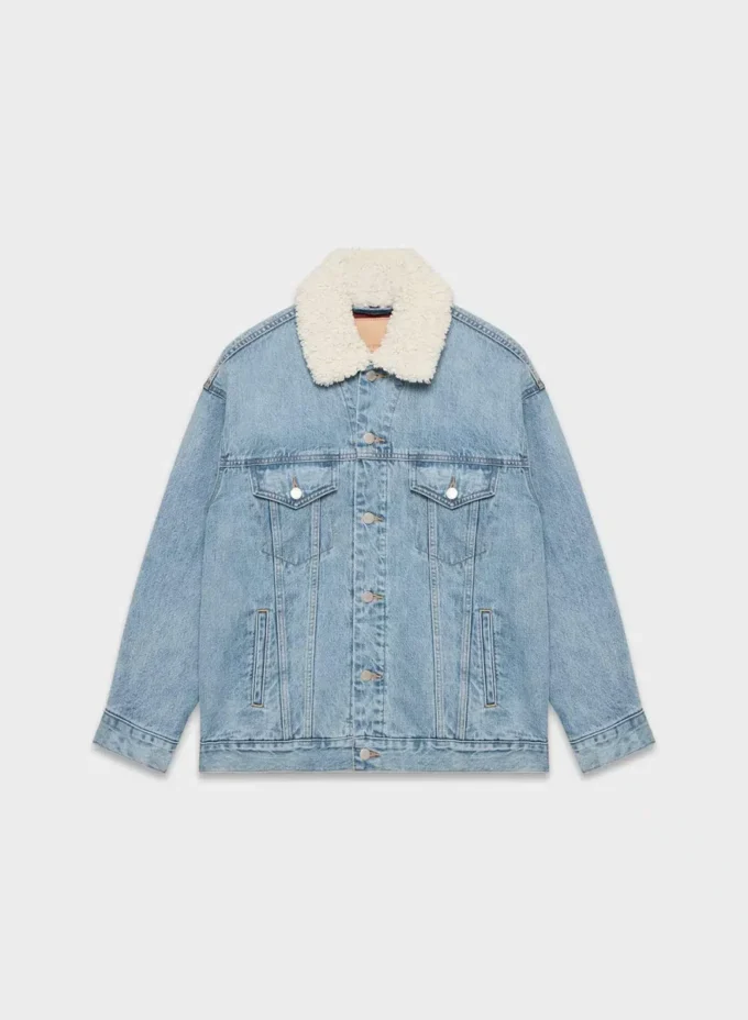 Denim Forum Veste en denim sherpa vintage des années 90