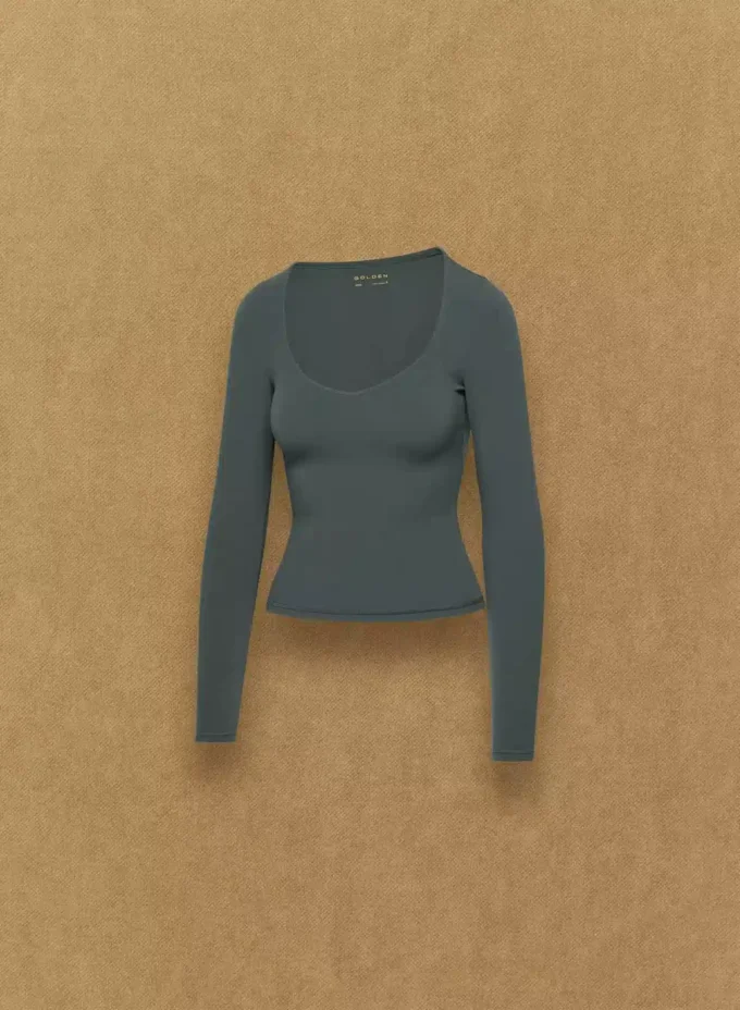 Essentiel BUTTER T-shirt à col en V et manches longues