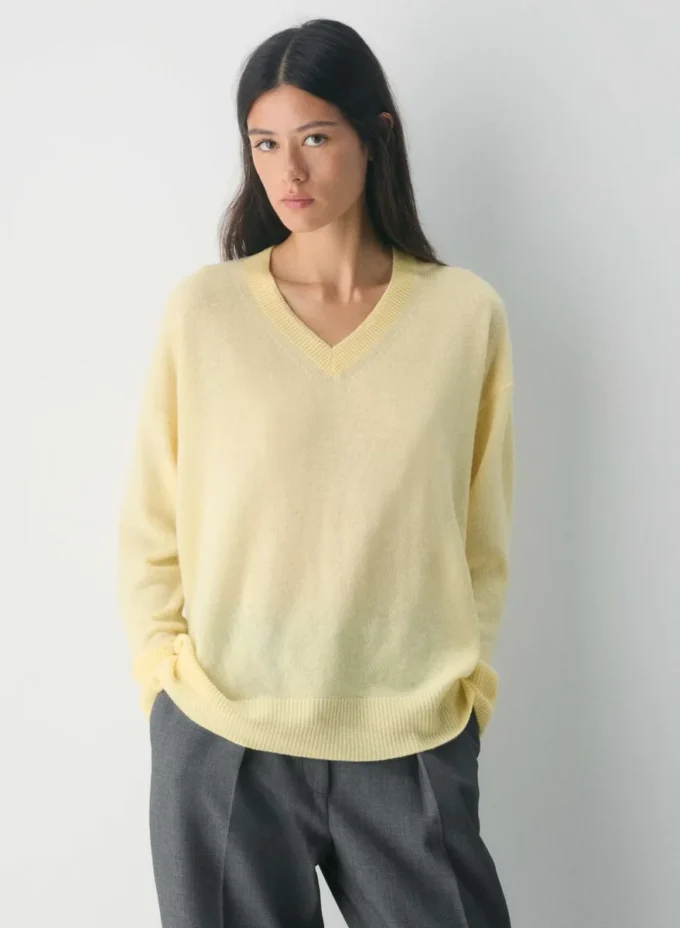 Feather Cashmere Pull ample à col en V