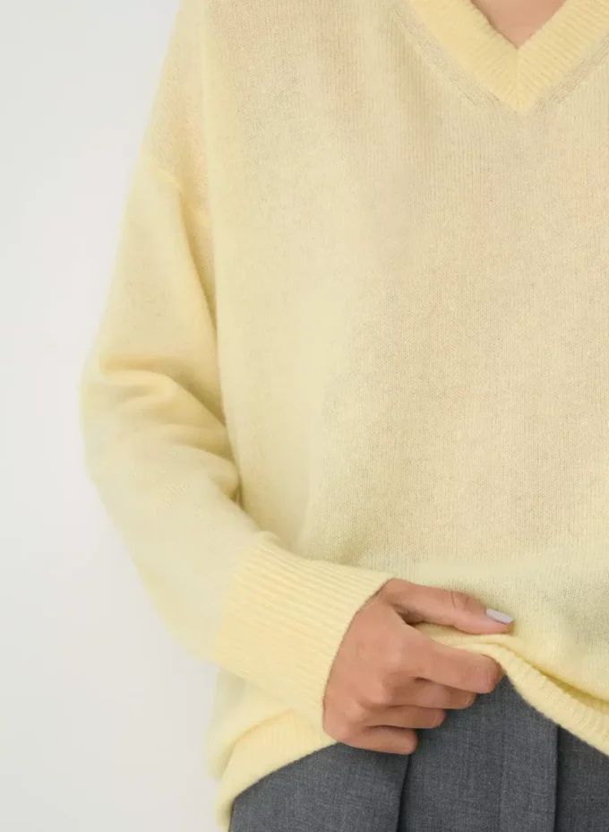 Feather Cashmere Pull ample à col en V