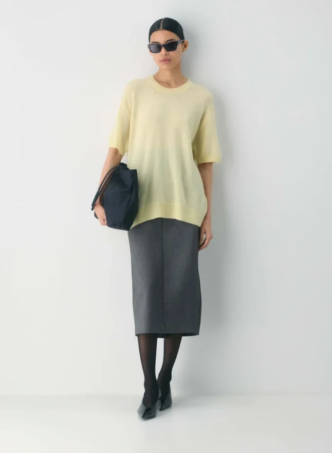 Feather Cashmere Pull à manches courtes décontracté