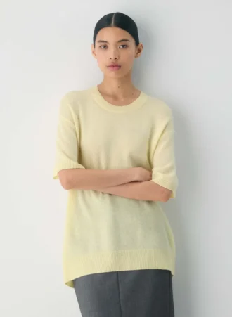 Feather Cashmere Pull à manches courtes décontracté