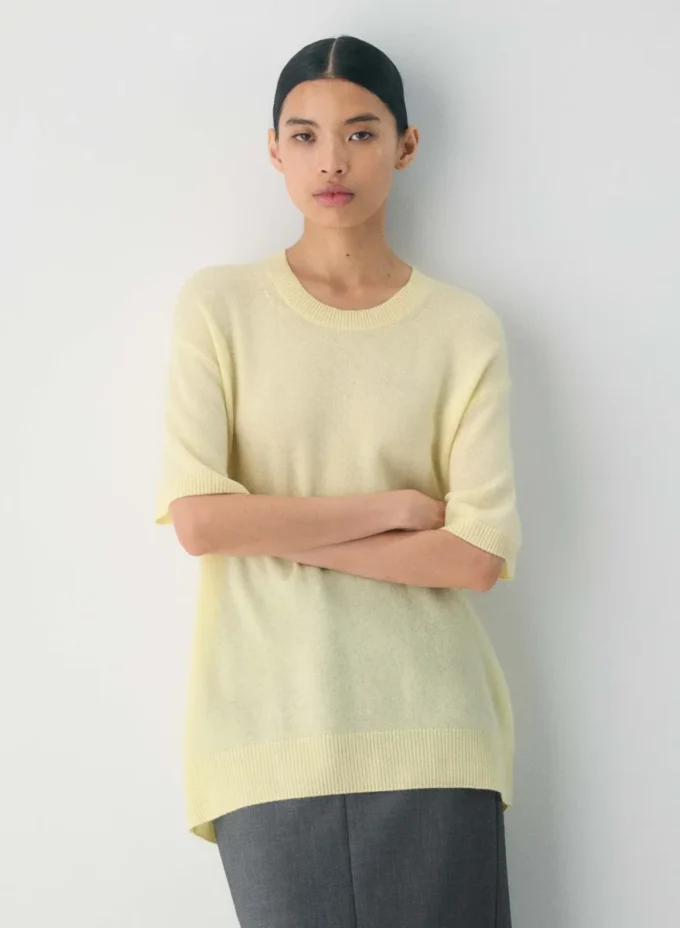 Feather Cashmere Pull à manches courtes décontracté