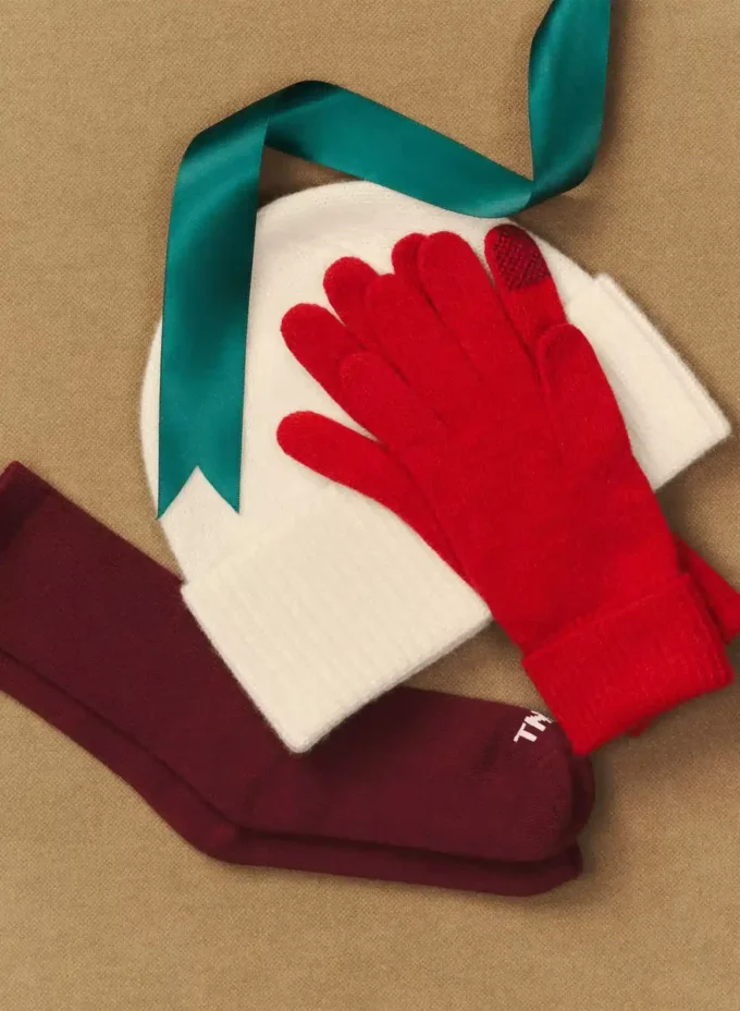 Gants techniques à revers en cachemire