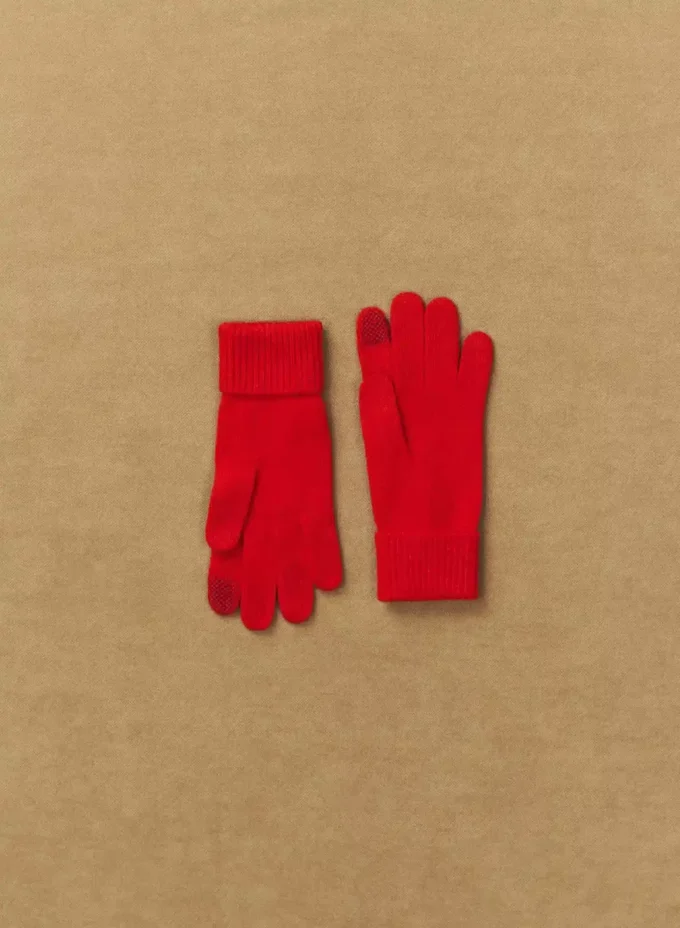 Gants techniques à revers en cachemire