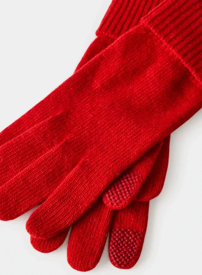Gants techniques à revers en cachemire