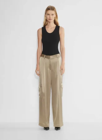 Pantalon cargo en satin