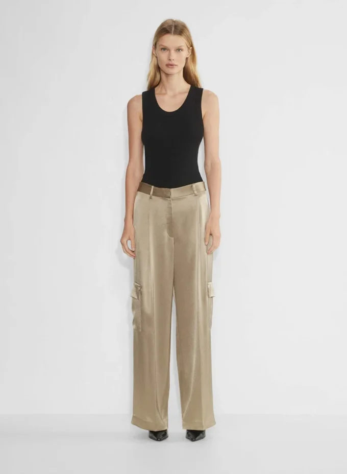 Pantalon cargo en satin