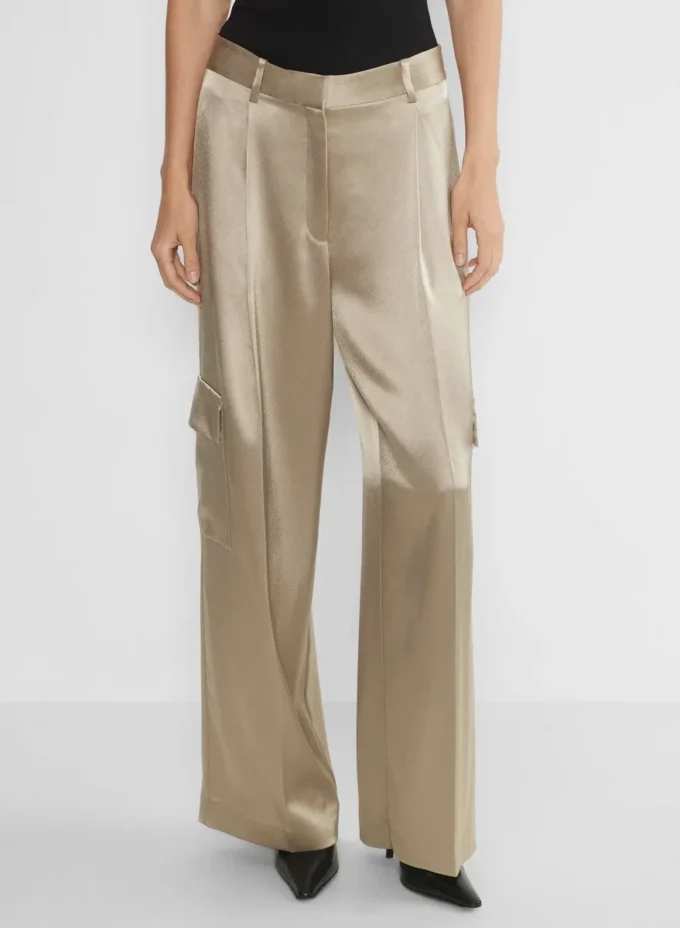 Pantalon cargo en satin