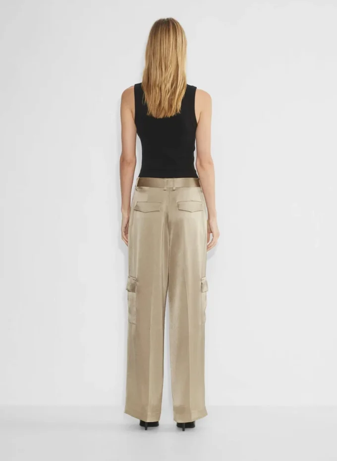 Pantalon cargo en satin