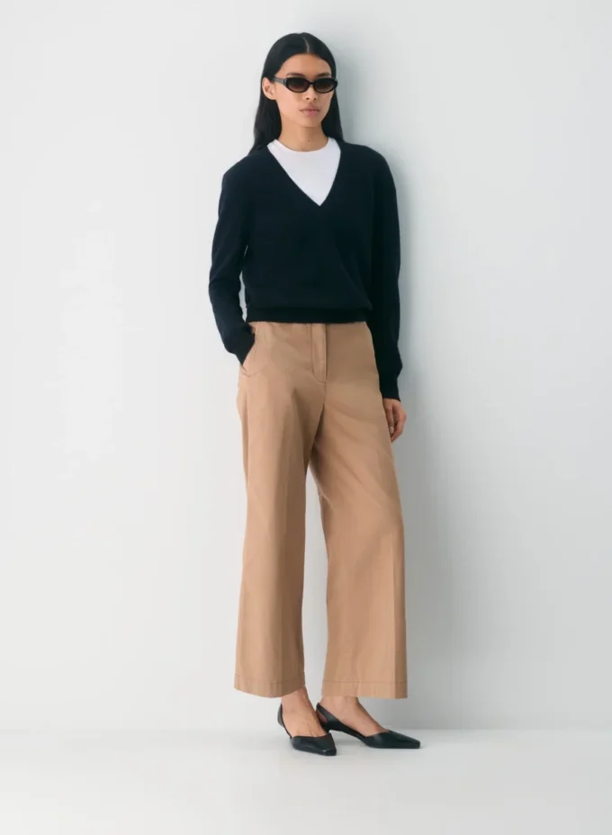 Pantalon chino ample à taille haute
