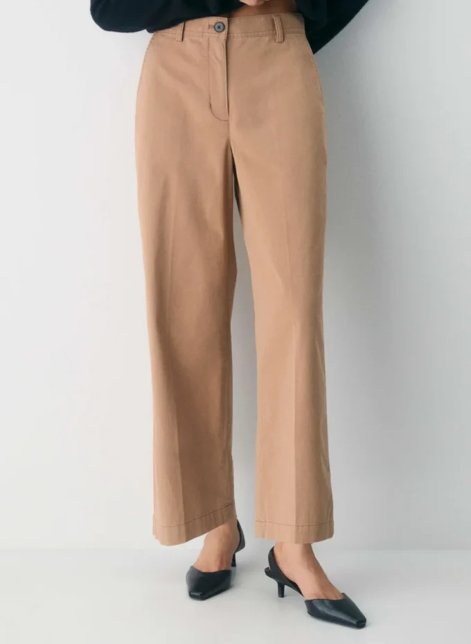 Pantalon chino ample à taille haute