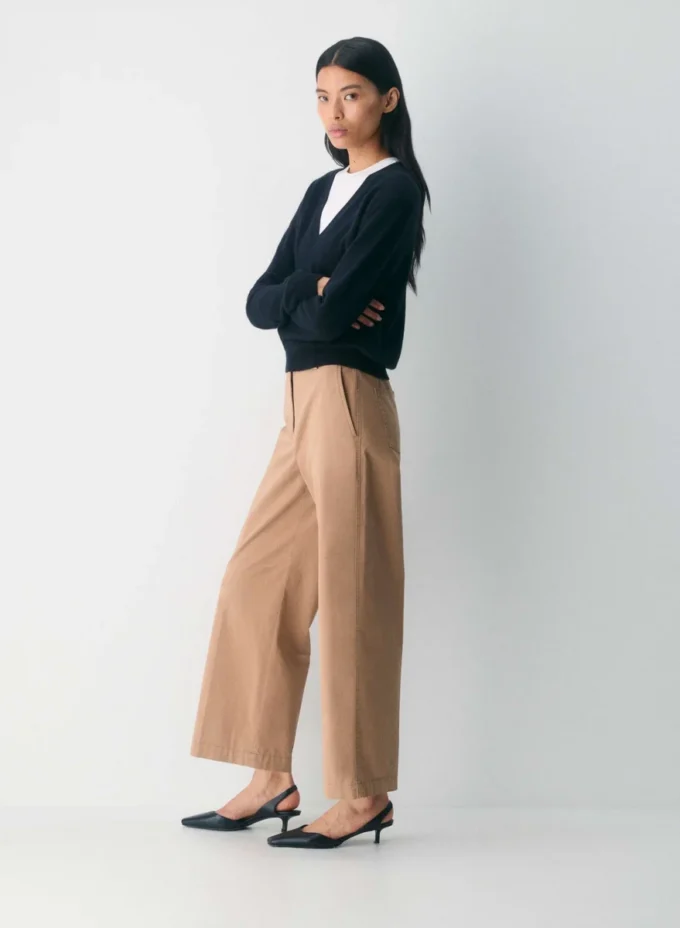 Pantalon chino ample à taille haute
