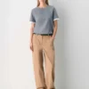 Pantalon chino décontracté à taille haute et jambes droites