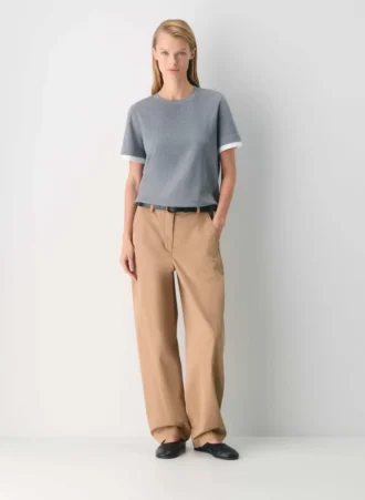 Pantalon chino décontracté à taille haute et jambes droites