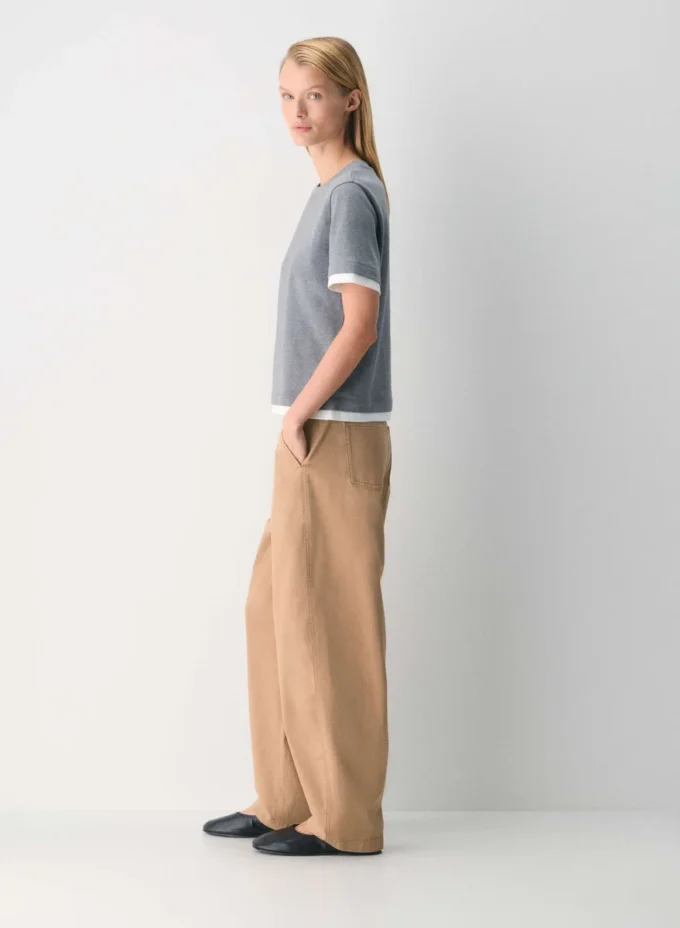 Pantalon chino décontracté à taille haute et jambes droites