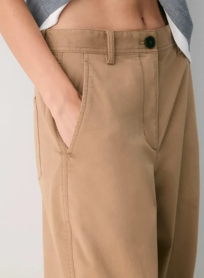Pantalon chino décontracté à taille haute et jambes droites