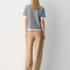 Pantalon chino décontracté à taille haute et jambes droites