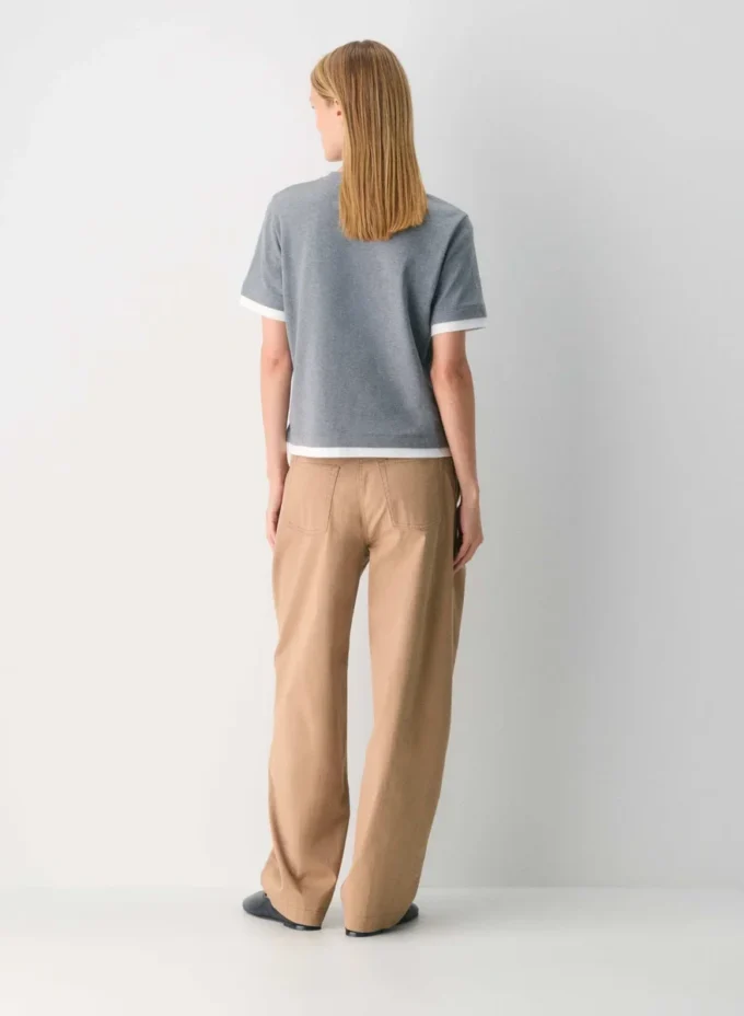Pantalon chino décontracté à taille haute et jambes droites