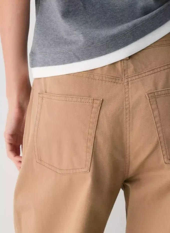 Pantalon chino décontracté à taille haute et jambes droites