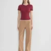 Pantalon chino à taille haute et larges plis