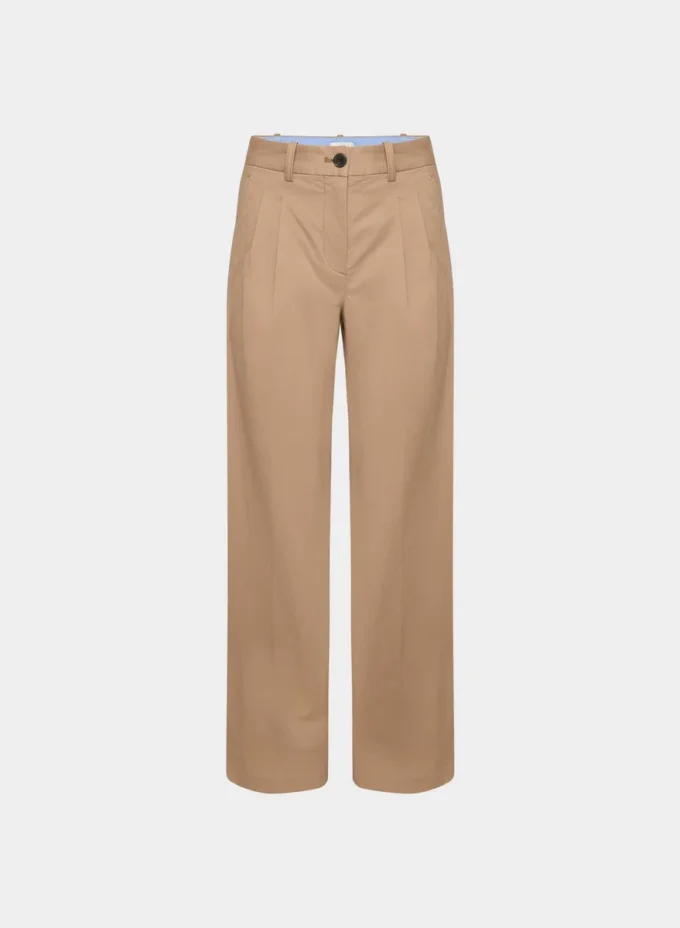 Pantalon chino à taille haute et larges plis