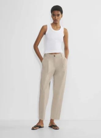 Pantalon chino taille mi-haute coupe carotte