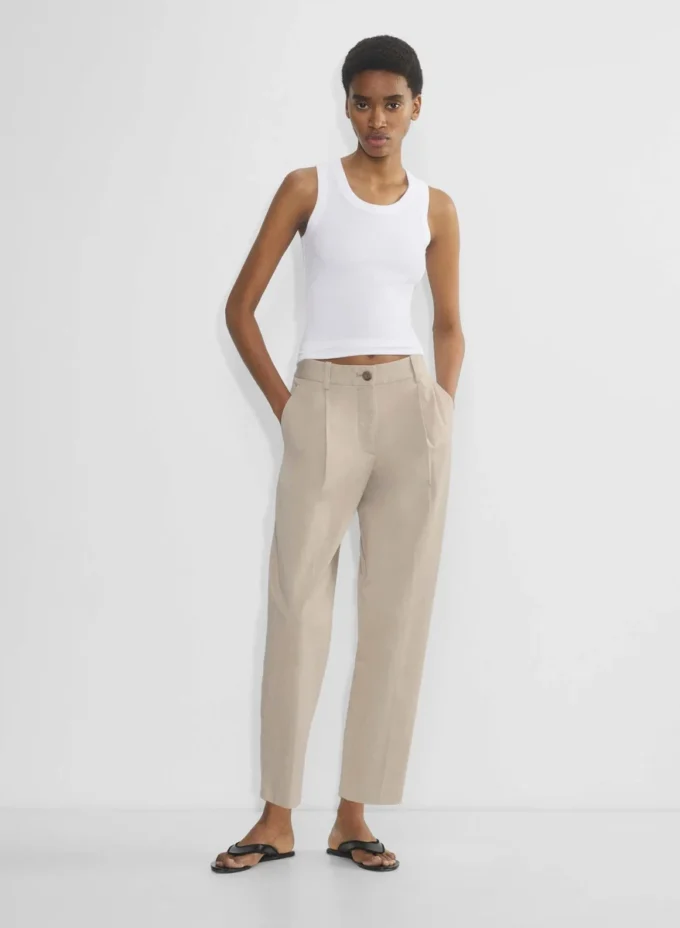 Pantalon chino taille mi-haute coupe carotte