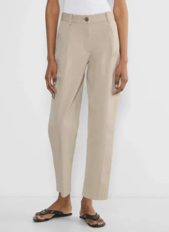 Pantalon chino taille mi-haute coupe carotte