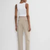 Pantalon chino taille mi-haute coupe carotte