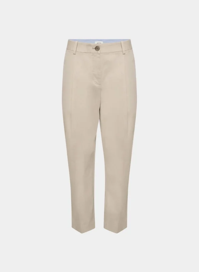 Pantalon chino taille mi-haute coupe carotte