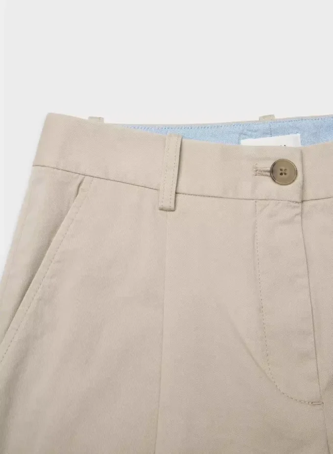 Pantalon chino taille mi-haute coupe carotte