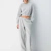 Pantalon de survêtement oversize à taille moyenne et jambes droites