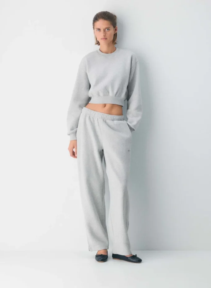 Pantalon de survêtement oversize à taille moyenne et jambes droites