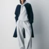 Pantalon de survêtement oversize à taille moyenne et jambes droites