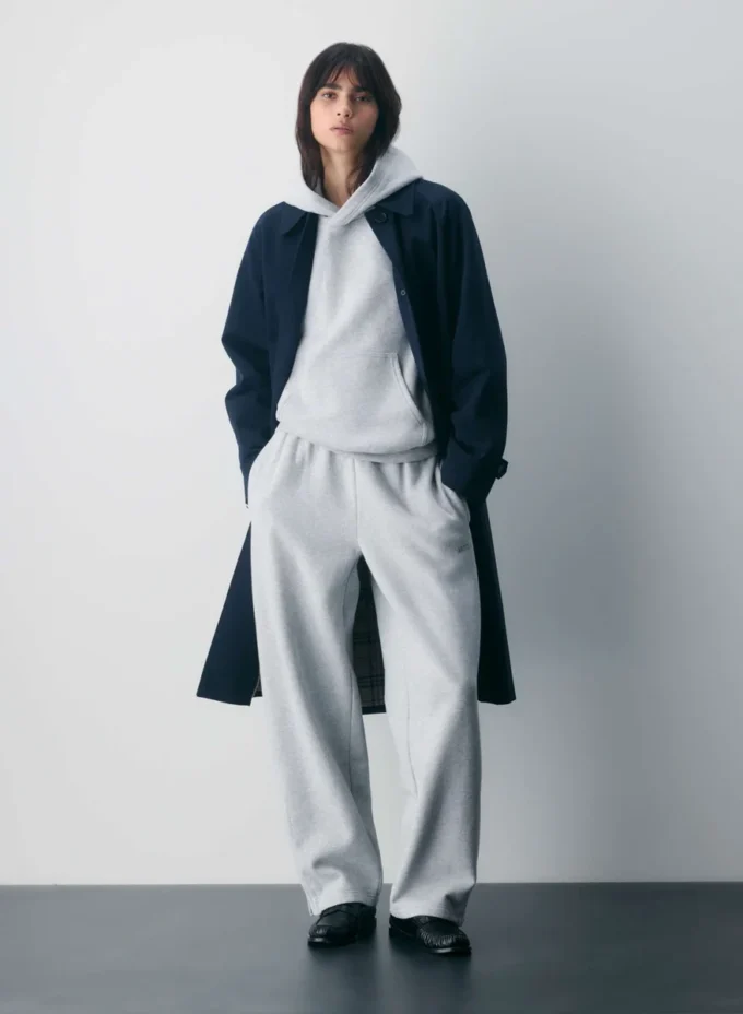 Pantalon de survêtement oversize à taille moyenne et jambes droites