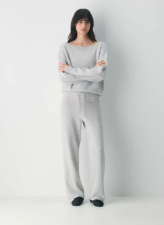Pantalon large taille haute en cachemire Essential