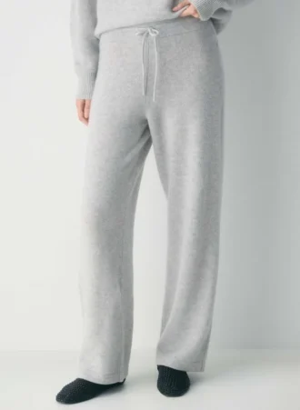 Pantalon large taille haute en cachemire Essential