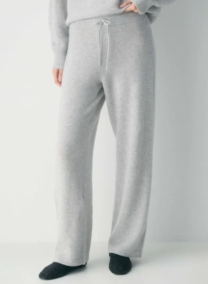 Pantalon large taille haute en cachemire Essential